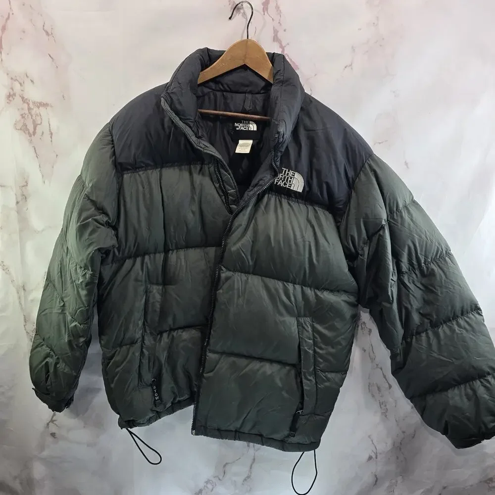 The North Face Jacket Mens 2XL Black Green Goose Down 700 FP Vtg Y2K Coat Nuptse